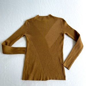 ❤️Joan Vass Taupe Tan/Brown Long Sleeve Sweater Ribbed Rayon/Nylon Blend Soft